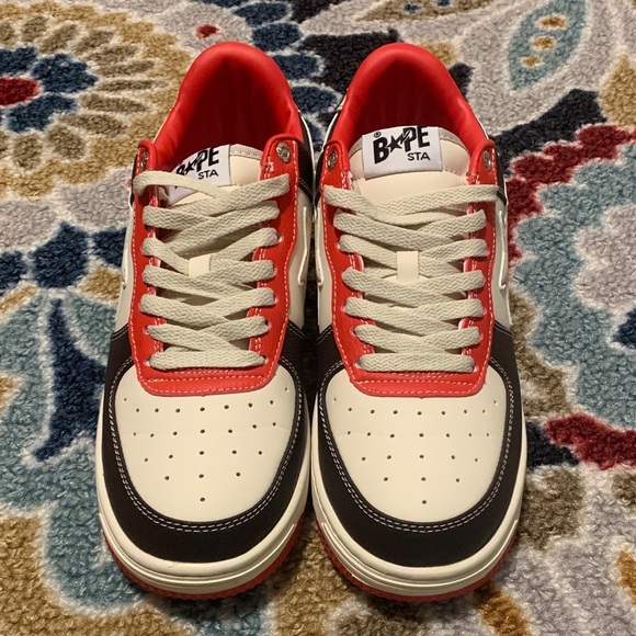 Bape Sta Cream and Red Sneakers